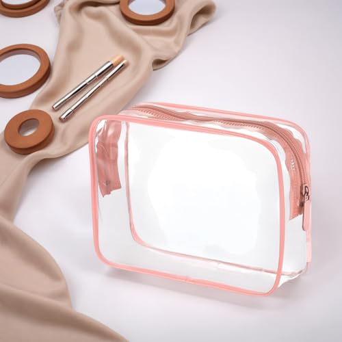 20 Packs Clear Cosmetics Bags for Women Men Waterproof Toiletry Bags PVC Makeup Bags Organizer Case with Zipper for Travel Bathroom (20 Pink Colors) - color: 20 Pink Colors