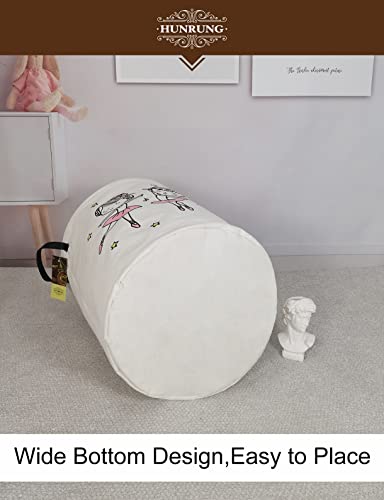 Collapsible Fabric Storage Basket, Waterproof Laundry Hamper with Handles, Round Storage Bin for Clothes Toys, Foldable Organizer for Bedroom Nursery Bathroom(Round-Dancing girl) - color: Round-Dancing girl
