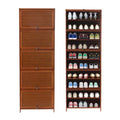 Tall Bamboo Shoe Storage Cabinet Bamboo Shoe Rack with Doors, 11 Tier Freestanding Shoes Heels Sneakers Shelf Rack for 20 Pairs Shoe Organizer for Entryway Office Living Room, Brown