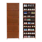 Tall Bamboo Shoe Storage Cabinet Bamboo Shoe Rack with Doors, 11 Tier Freestanding Shoes Heels Sneakers Shelf Rack for 20 Pairs Shoe Organizer for Entryway Office Living Room, Brown