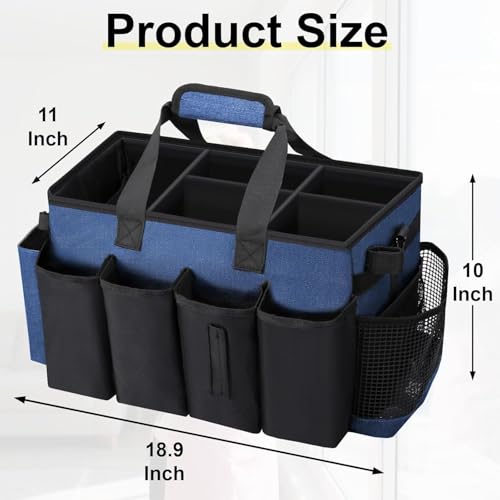 Wearable Large Cleaning Caddy Bag for Housekeeper, Clean Supply Organizer with Adjustable Shoulder, Waist & Handle Straps, Detailing Bag for Kitchen Supplies (Blue) - color: Blue
