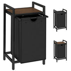 LAATOOREE Laundry Hamper, Two-Color Laundry Basket with Removable Laundry Bag and Top Shelf, Clothes Hamper for Samll Space,Laundry Room, Bedroom, Bathroom - style: 1bag-Black Walnut