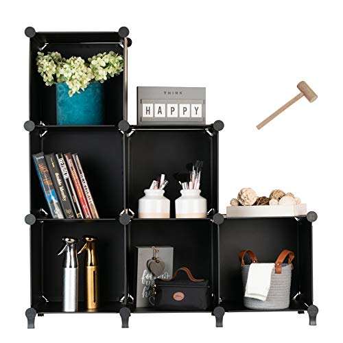 Homeries Cube Storage System – Modular DIY Plastic Closet Organizer Rack, Storage Shelves, Bookshelf, Bookcase for Bedroom, Office, Dorm Room, College, Living Room - Black (6-Cube) - size: Small