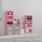 Furinno Luder Bookcase / Book / Storage, 4-Tier, Pink/White - color: White/Pink, size: 4-Tier, 9.3 x 15.6 x 41.7