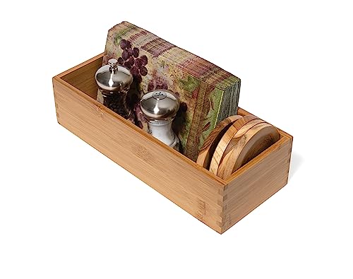 Lipper International Bamboo Utensil Holder Storage Box for Cooking Tools, Makeup, or Office Supplies, 5" x 12" x 3" - size: 5" x 12" x 3"