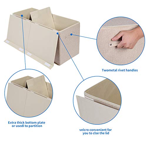 popoly Large Toy Box Chest Storage with Flip-Top Lid, Collapsible Kids Storage Boxes Container Bins for Toys, Playroom Organizers, 25"x13" x16"(Linen Beige) - color: Large Beige