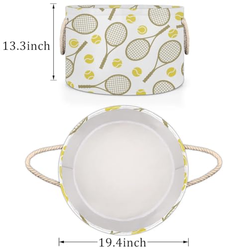 Pardick Large Round Storage Basket Sports Tennis Collapsible Circle Storage Bin Laundry Hamper With Handle for Kids Boy Girls Toy Bedroom Living Room Nursery Home Room Decor Storage Organizer - color: A05:Sports Tennis