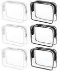 6 Packs Clear Cosmetics Bags for Women Men Waterproof Toiletry Bags PVC Makeup Bags Organizer Case with Zipper for Travel Bathroom (6 Black&White) - color: 6 Black&White