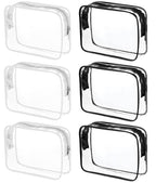 6 Packs Clear Cosmetics Bags for Women Men Waterproof Toiletry Bags PVC Makeup Bags Organizer Case with Zipper for Travel Bathroom (6 Black&White) - color: 6 Black&White