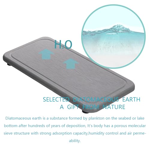 NiuYichee 2 Pcs Water Absorbing Stone Trays, Kitchen/Bathroom Sink Soap Dish, Diatomite Tray Used for Hand Soap & Cosmetic Bottles in The Modern Home, 4" W x 8.3" L, Gray - color: Gray, size: 8.3" x 4" with groove