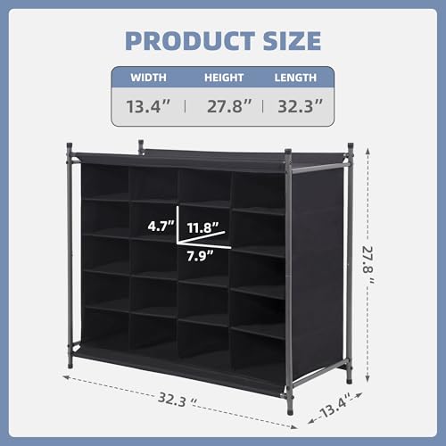 STORAGE MANIAC Stackable Shoe Cubby Organizer, Free Standing Shoe Cube Rack for Entryway, Bedroom, Apartment, Closet, 20-Cube Black - color: Black, size: 20-Cube