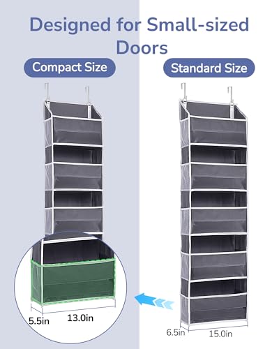 ULG 1 Pack Compact Size Over Door Organizer Slim Door Storage for Small-Sized Doors, 5 Shelves, Dark Gray - color: Dark Grey, size: 1 Pack-Compact