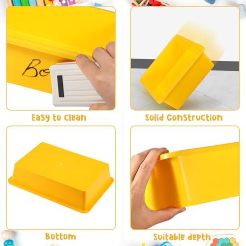 Hoteam 10 Pcs Flat Storage Organizer Tray Bin Paper Tray for Classroom Plastic Stackable File Organizer for School Office Teacher Book Organization(Yellow,13.78 x 9.84 x 3.15 Inch) - color: Yellow, size: 13.78 x 9.84 x 3.15 Inch