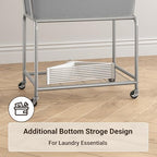 ELYKEN Rolling Laundry Hamper with Wheels, 32-Gallon (122L) Laundry Cart with Removable Bag, 2-Tier Clothes Basket Hamper with Shelf for Closet, Bedroom, Bathroom, Laundry Room, Gray - color: Gray, size: 27.4"L x 19.9"W x 30.9"H