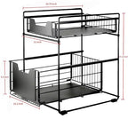 2 Tier Under Sink Organizer,Slide Out Kitchen Cabinet Organizer,Pull Out Pantry Storage with 2 baskets, Office Supplies,Kitchen,Bathroom Organizer with Sliding Drawer,Large Capacity,Multi-Use