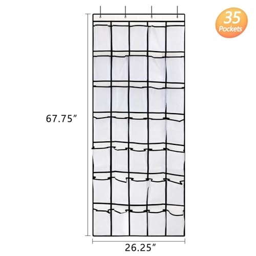 GOMAJI 35 Pockets Over the Door Shoe Organizer - color: White
