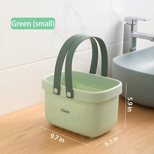 JiatuA Plastic Storage Basket with Handle Portable Shower Caddy Tote Organizer Basket Bin for Bathroom Kitchen Dorm Room Bedroom, Small Green - color: Green, size: Small