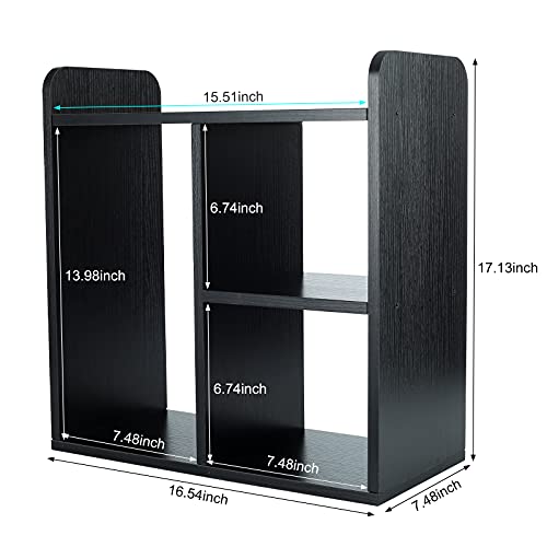 PAG Desktop Shelf Freestanding Wood Small Bookshelf Desk Supplies Organizers and Accessories Storage Display Rack Office Decor for Women, Black - color: Black, size: Style 2