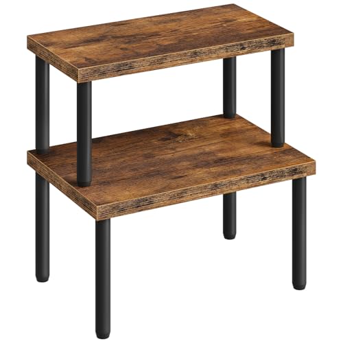 HOOBRO Cabinet Organizer Shelf, kitchen countertop organizer, Kitchen Storage, Spice Rack for cabinet, Stackable, Expandable, for Countertop,kitchen,cabinet, Rustic Brown BF15TL01 - color: Rustic Brown + Black