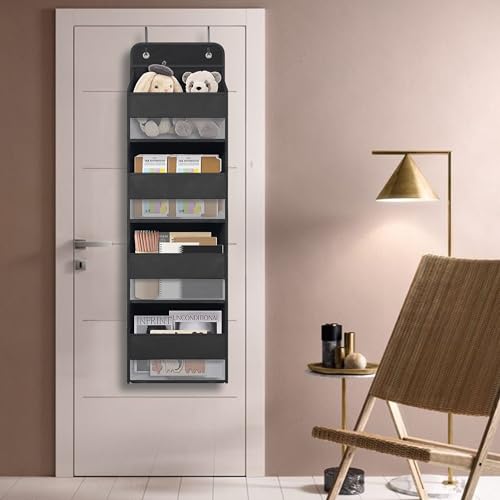 Giraffe Creation Over Door Organizer with 4 Large Capacity Pockets, Heavy Duty Hanging Organizer Storage for Closet Bathroom Nursery Bedroom Dorm, Toys Cosmetics Sundries and Baby Essentials, Black - color: Original Black