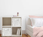 Sweet Jojo Designs White Floral Rose Foldable Fabric Storage Cube Bins Boxes Organizer Toys Kids Baby Childrens - Set of 2 - Solid Flower Luxurious Elegant Princess Boho Shabby Chic Luxury Glam Roses - color: White Rose