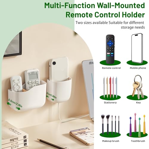 Wall Mount Remote Control Holder, Adhesive Phone Charging Holder, Universal TV Remote Organizer, Controller Storage Organizer Box with Adjustable Divider for Phone,Room, Bedside, Office (L*2) - color: L*2