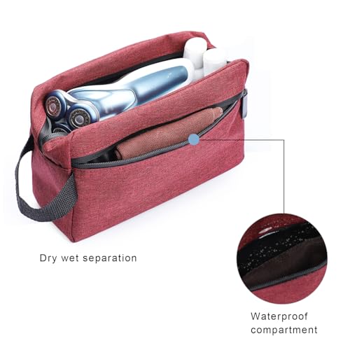 Etercycle Toiletry Bag for Men, Portable Travel Toiletry Organizer Bag,Shaving Bag for Toiletries Accessories (Wine red) - color: Wine red