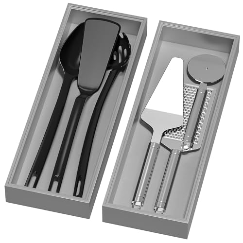 Lixple Bamboo Drawer Organizer, Extra Large Silverware Organizer for Kitchen Drawer, Stackable Utensil Organizer, 2 Pcs Toilet Tank Topper Tray, Wooden Toilet Paper Basket (Silver, 17 X 6 X 2 Inch) - color: Silver, size: 17 x 6 x 2 Inch