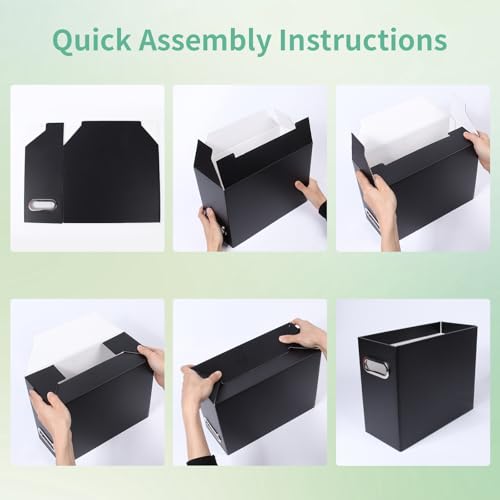 Collapsible File Organizer Box with Handle,12.20x5.11x9.84Inches, Filing Organizer for Home or Office, Small Portable File Box(1 Pack, Black) - color: Black, style: 1 Pack