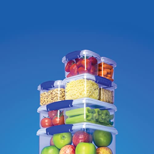 Sistema KLIP IT Rectangular Collection Food Storage Container, 33.8 oz./1.0 L, Clear/Blue, 3 Count - size: 3-Piece (33.8 oz), style: Set of 3