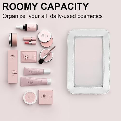 LETGO Clear Makeup Bags, TSA Approved Toiletry Bag with Zipper, Transaparent Makeup Organizer Fit Carry-on Travel Essentials,Clear Cosmetic Bags for Women Men (O-Beige) - color: O-Beige