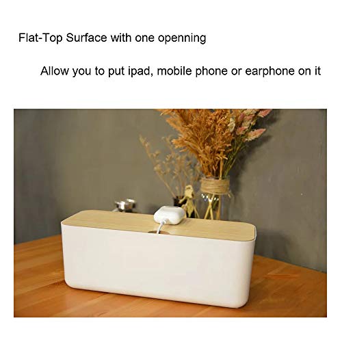 Cable Management Box| Power Stripe Organizer|Cord Organizer Box| Hide and Conceal Power Strips and Electrical Cords from TVs, Computers, and Desks| Keep Pets Safe - color: White
