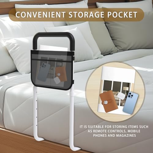 Bed Rails for Elderly Adults Safety, Bed Handle Bedside Assist, Adult Bed Rails for Seniors, Adjustable Bed Bar with Storage Pocket & Fixing Strap, Bed Cane Fits Twin, Queen, Full, King Bed - size: 1 Pack