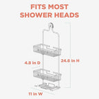 Zenna Home Rustproof Hanging Shower Caddy, Over the Shower Head Caddy with 2 Shelves and Built In Hooks, Aluminum Bathroom Hanging Organizer, Bronze - color: Bronze