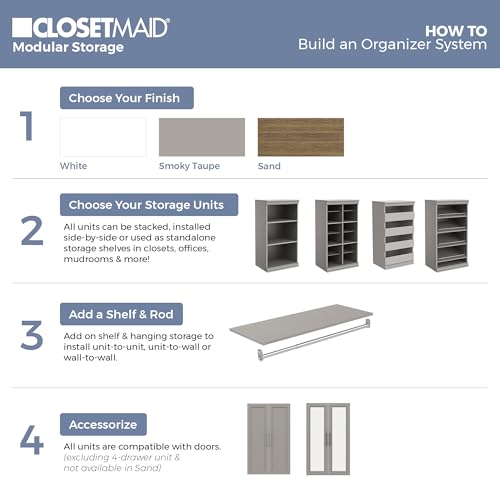 ClosetMaid Modular Storage Shelf Unit with 3-Shelves, Taupe - color: Taupe