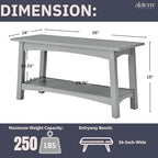 Craftsbury 36-Inch Wood Entryway Bench with Storage Shelf – Dove Gray Accent Bench for Entryway, Hallway, or Living Room – Small Space Seating with Farmhouse Charm by Alaterre Furniture - color: Grey