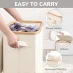 Goodpick Laundry Basket with Wheels, Large Laundry Hamper with Lid 100L Clothes Hamper with Removable Laundry Bag Collapsible Dirty Clothes Basket for Laundry Room, Bedroom, Beige - color: Beige, size: 100L (17.3"L x 13"W x 29.5"H)