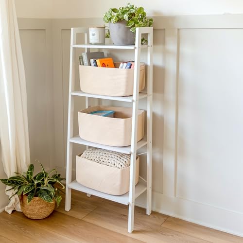 NaturalCozy Storage Baskets 16.8”x13”x7.6” Cotton Rope Woven Baskets for Organizing 3-Pack | Toy Storage Bins | Basket for Shelves, Laundry, Blanket, Clothes, Closet, Kitchen, Bathroom, Gifts - color: Beige