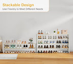 Cidaziya 47.2 Inch Long White Shoe Rack, Stackable Shoe Shelf Organizer for 15-18 Pairs of Shoes, 2 Tier Shoe Storage Organizer for Living Room, Bedroom, Closet, Entryway, Hallway, Garage - size: 1 Pack (47.2" Long)