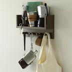 Entrance Coat Rack ，Coat Hooks, Wall-Mounted Wooden Hook Rack, Wall-Mounted Shelves are Very Suitable (Walnut Color Finish-B-1) - style: Walnut color finish-B-1