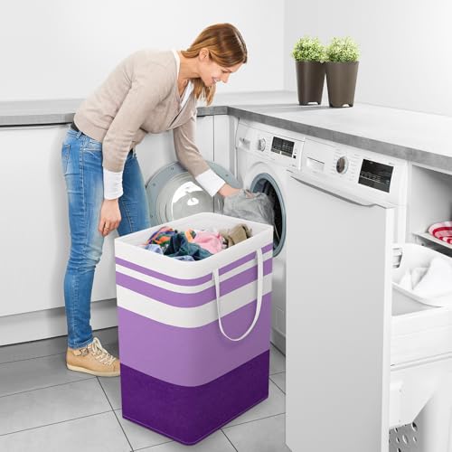 StorageRight Large Collapsible Laundry Basket Hamper with Easy Carry Handles，Freestanding Clothes Hampers for Laundry, Bedroom, Dorm, Towels, Toys, 75L, Purple - color: Purple, size: 75L