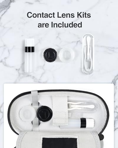 Luxtude Contact Lens Case, Cute Glasses and Contact Case 2 in 1, Built-in Mirror & Tweezers & Contact Lense Solution Bottle, Double Layer Travel Contacts Cases for Well Protection, Black - color: Black