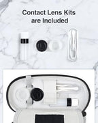 Luxtude Contact Lens Case, Cute Glasses and Contact Case 2 in 1, Built-in Mirror & Tweezers & Contact Lense Solution Bottle, Double Layer Travel Contacts Cases for Well Protection, Black - color: Black