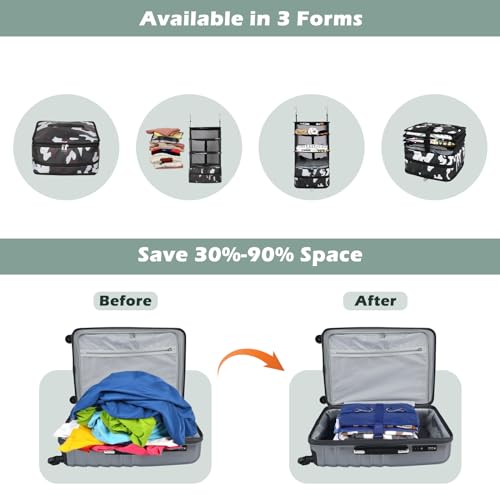 Surblue Hanging Closet Storage Bag Collapsible 3-Shelf Washable Oxford Fabric with 2 Hooks (L 11.41 * 11.41 * 19.68in, Camouflage) - color: Camouflage, size: L 11.41*11.41*19.68in