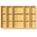DUJEN 5 pieces Bamboo Drawer Organizer, Adjustable 3 Individual Junk Drawer organizer for Bathroom and Kitchen, Wood Drawer Organier Boxes for Jewellery, Make up and Tea Bag - size: 1 piece 12.5X6.2 & 4 pieces 12.5X3.1
