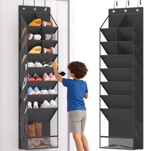 VERONLY Over the Door Shoe Organizer, Hanging Shoe Rack for Closet with 16-20 Pairs Capacity, Foldable Storage for Shoes, Boots, Sneakers, for Dorm Room, Apartment, Small Spaces（Black - style: Classic