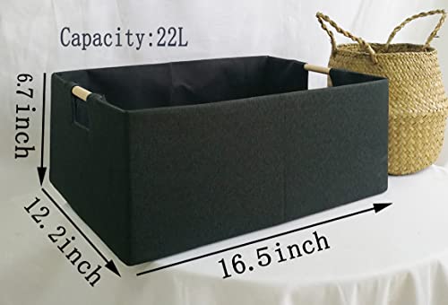 Storage Bin for Shelves Rectangle Closet Baskets Foldable Box with Handles Black Storage Boxes for Home Office Car Dormroom - color: Black-2sets