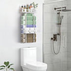 Towel Racks for Bathroom, 30inch Wall Mounted Towel Rack, Towel Storage for Small Bathroom Can Holds 6 Large Towels, Floating Shelf with Adjustable Tissue Basket.(White) - color: White