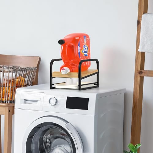 Laundry Detergent Holder Liquid Laundry Detergent Riser, Laundry Detergent Stand, Liquid Detergent Holder with Drip Tray for Laundry Room Organization (Tilted-Black) - style: Tilted-Black