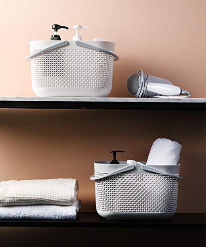 UUJOLY Plastic Organizer Storage Baskets with Handles, Shower Caddy Bins Organizer for Bathroom and kitchen（Grey - color: Grey, size: 1 Pack